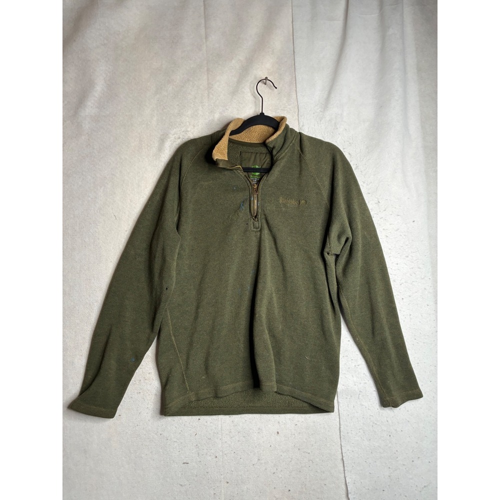 Timberland Mens Quarter Zip Fleece Pullover Olive Green Sherpa Collar Large